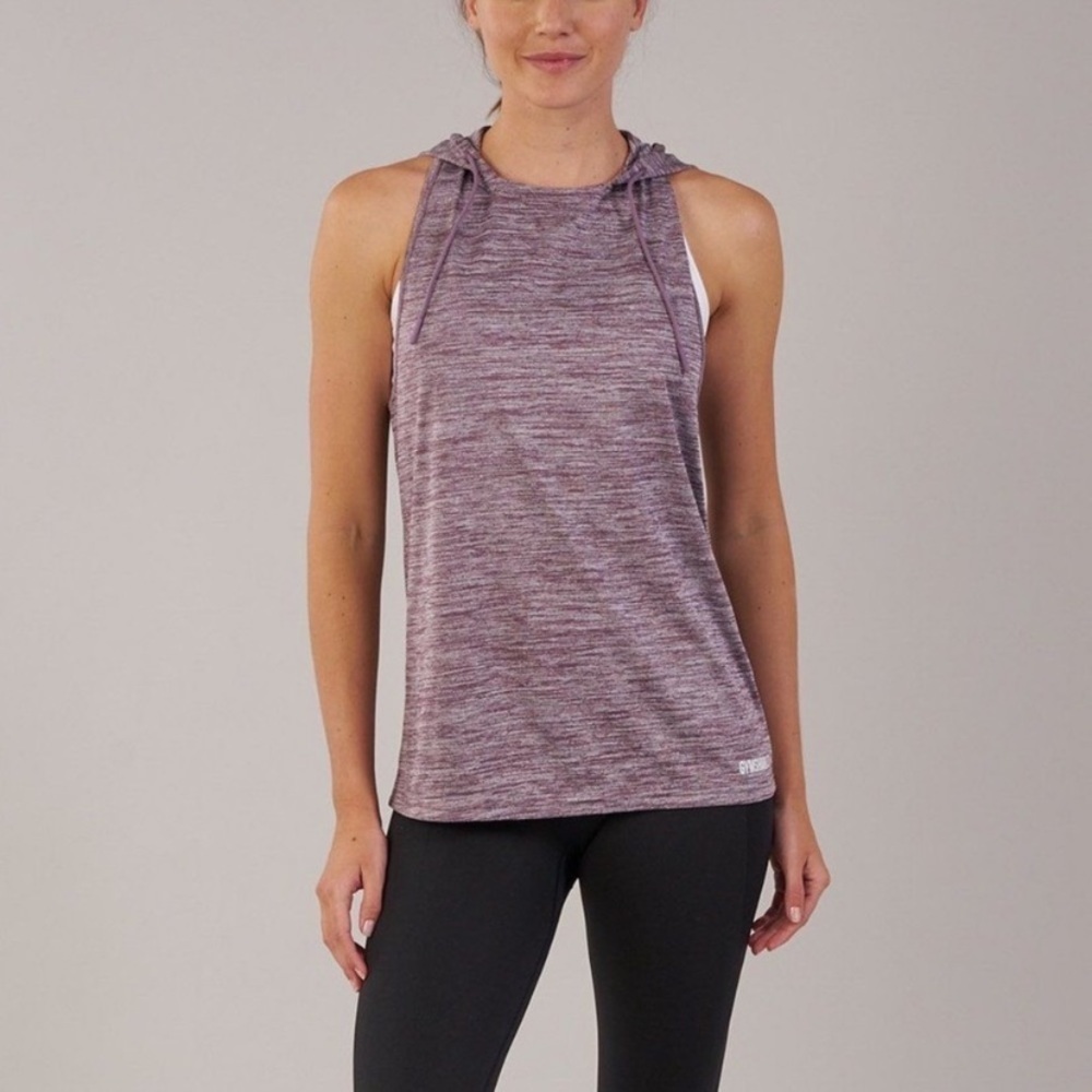 Gymshark Purple Heather Hooded Workout Vest Top